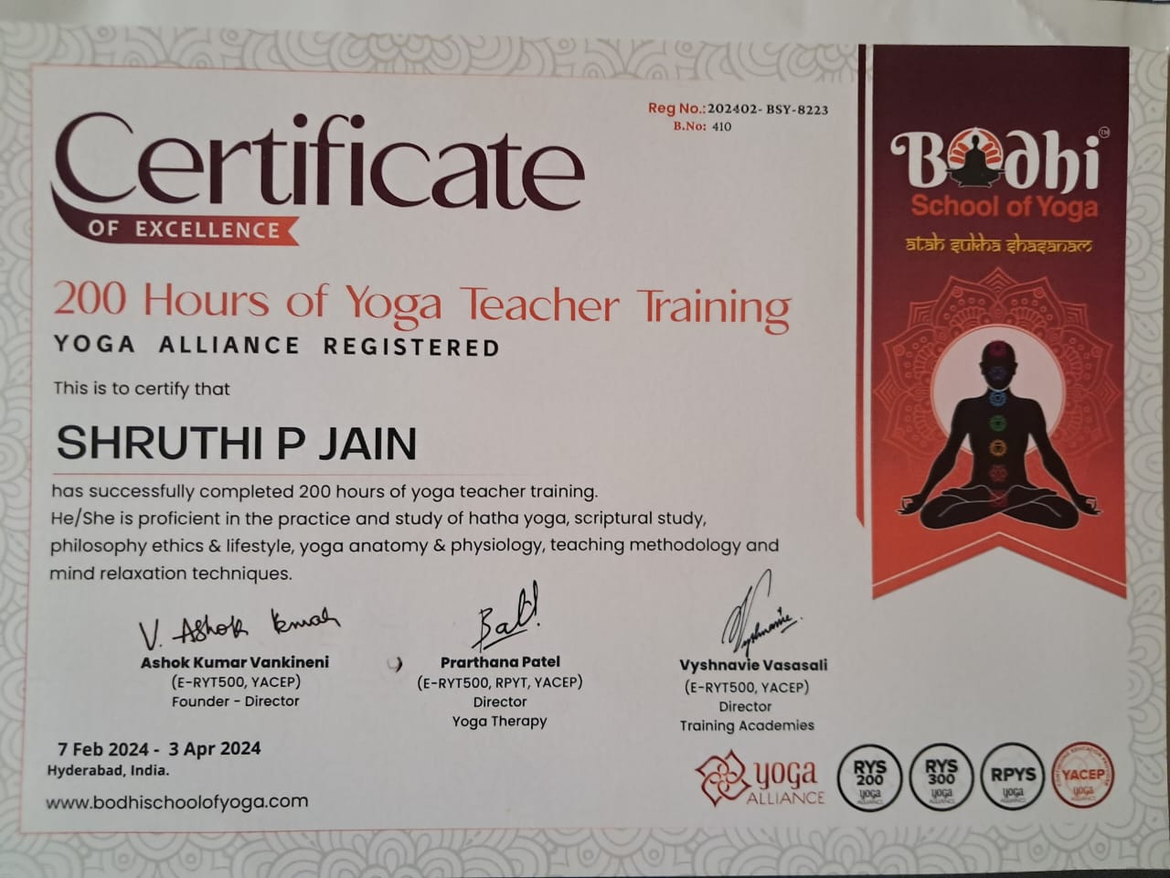 200 Hours Yoga Teacher Training — Bodhi School of Yoga Hyderabad