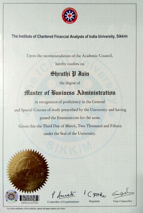 Master of Business Administration — ICFAI University Sikkim